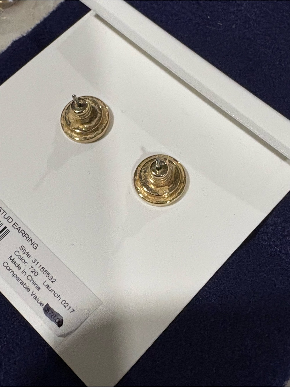 Tory Burch Shiny Gold Round Logo Stud Earrings - Picture 5 of 5
